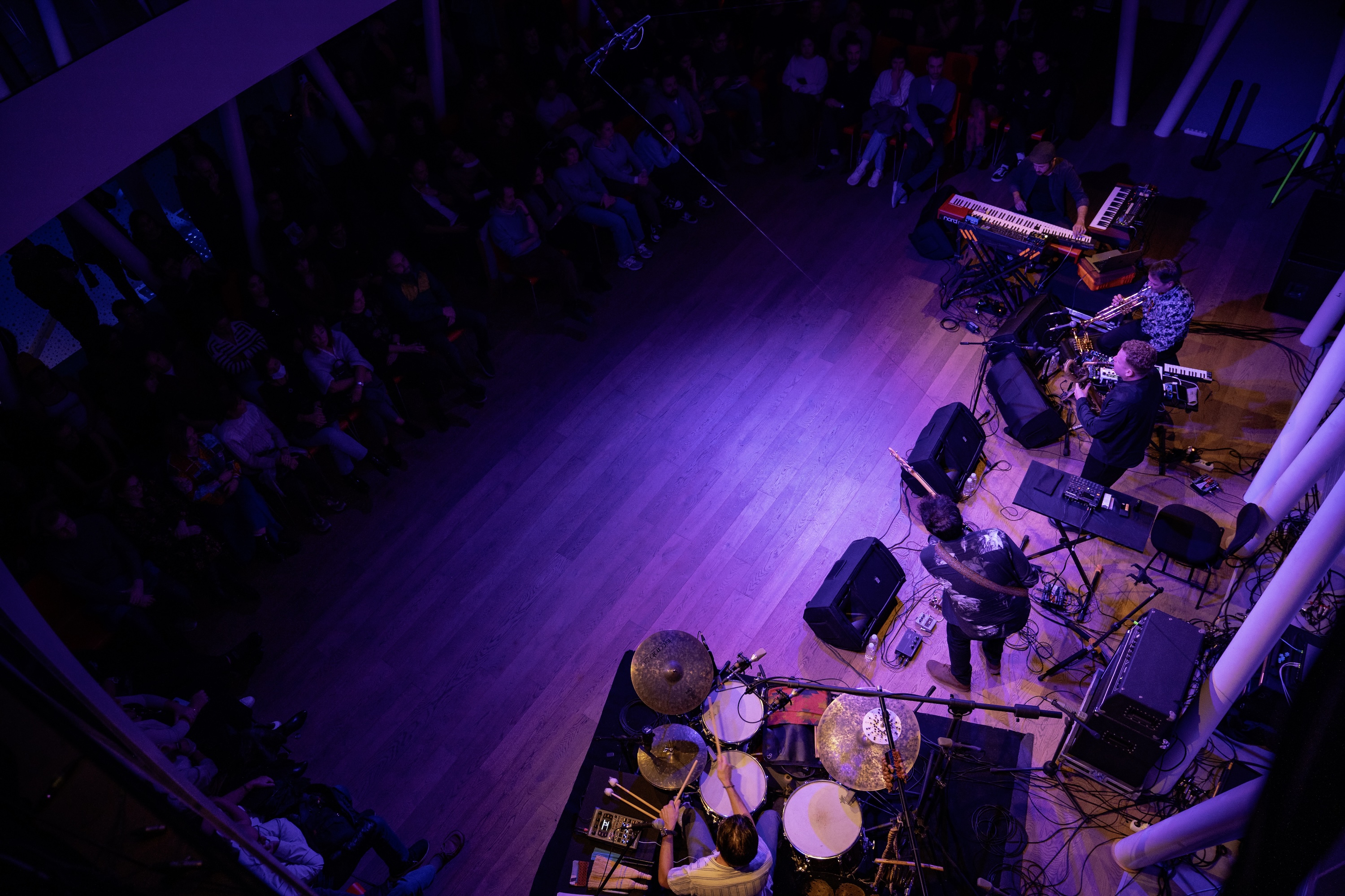 Twin Rocks band playing Borusan Music House in November 2024, photo shot from above